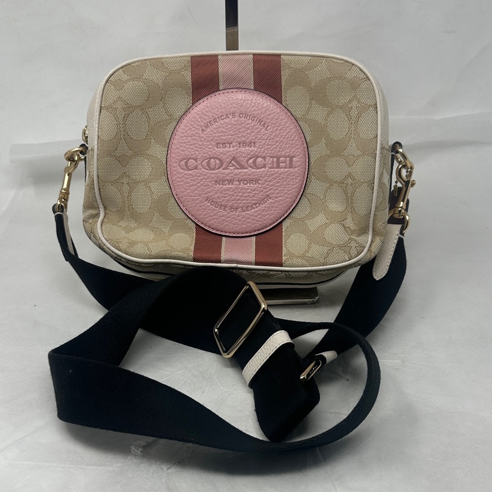 Coach Beige and Pink Signature Crossbody Bag